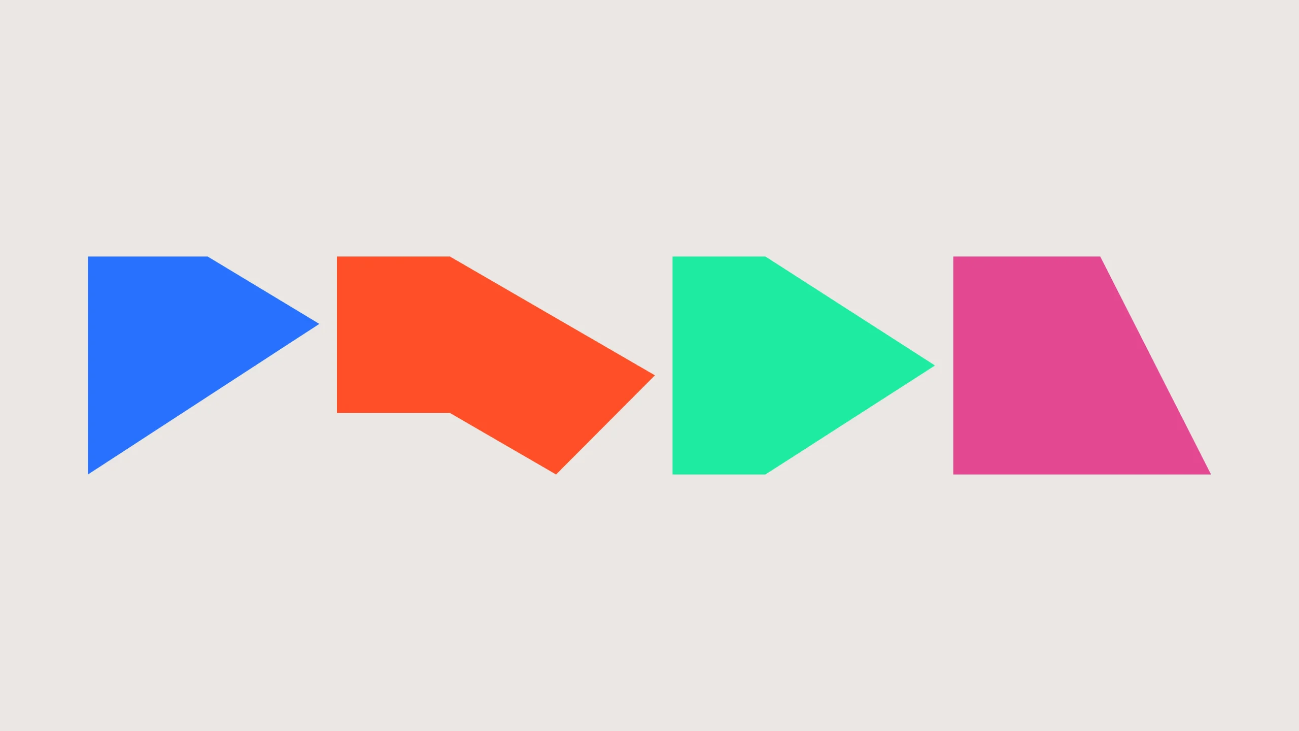 A few abstract geometric shapes with vibrant varying colours